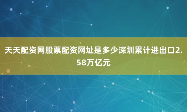 天天配资网股票配资网址是多少深圳累计进出口2.58万亿元